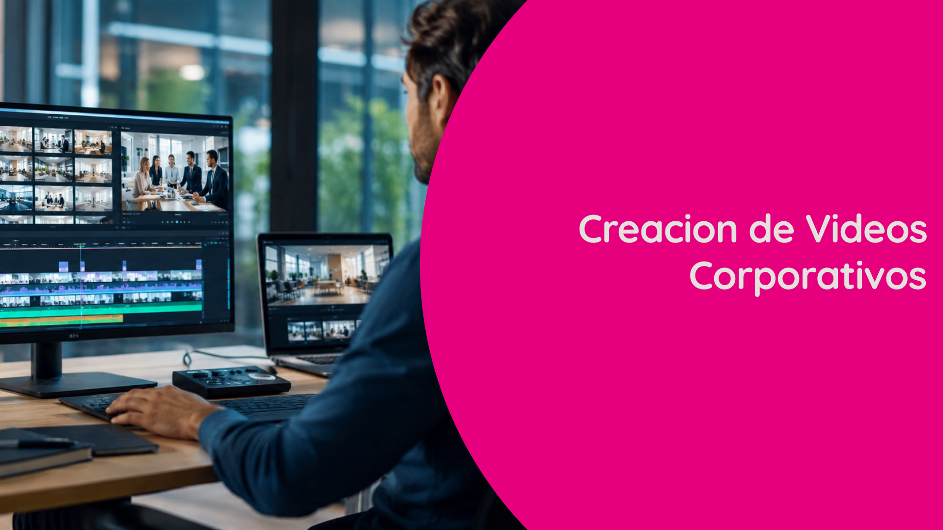 Producción de videos corporativos para empresas tech B2B con edición audiovisual y uso de videos de stock.
